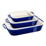 STAUB CERAMIQUE Rectangular Baking Dish Set Dark Blue 3 Pc.