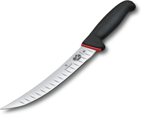 Dual Grip 8" Butcher Knife, Granton Edge | Curved